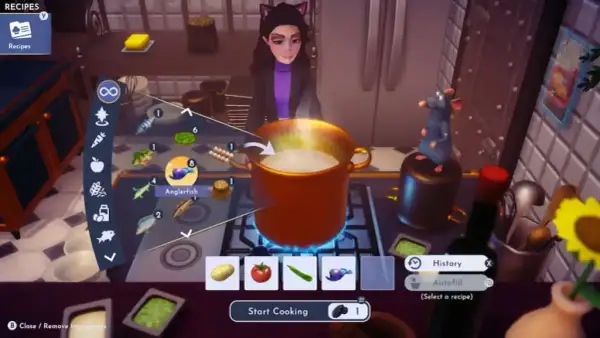 Recette de baudroie grillée à la poêle dans Disney Dreamlight Valley